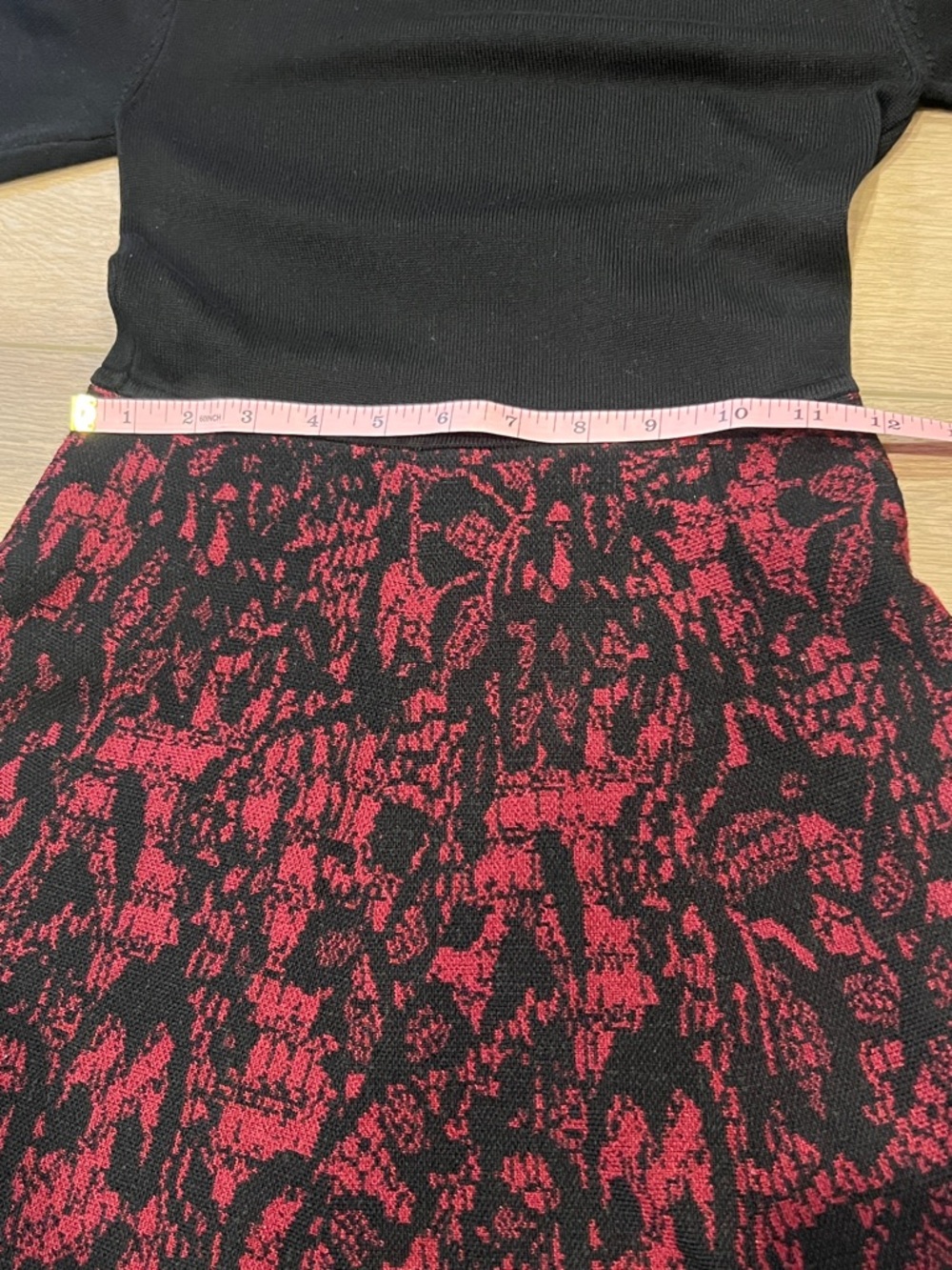 BCX 3/4-Sleeve Lace-Skirt Sweater Dress in black and burgundy Size Junior XS - Picture 8 of 12